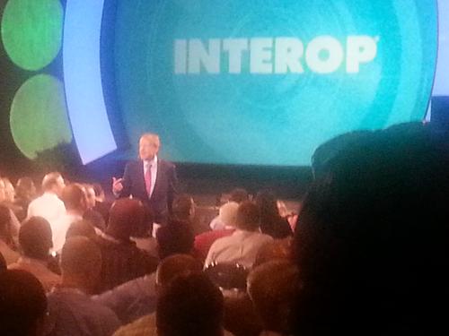 Cisco CEO John Chambers did most of his Tuesday Interop & ESDN keynote in amongst the crowd.